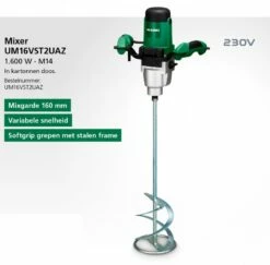 HiKOKI UM16VST2UAZ Mixer | 160 Mm | 1.600 W | Garde 160 Mm | 150-300 Tr/min [UM16VST] -METABO Winkel HiKOKI UM16VST2UAZ UM16VST ext 2