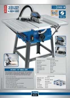 Scheppach HS100S Tafelcirkelzaag | 2000 W | Tafel 642 X 485 Mm | 250 X 30 Mm [5901310901] -METABO Winkel Scheppach HS100S 5901310901 ext 8