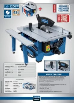 Scheppach HS80 Tafelcirkelzaag | 1200 W | Tafel 525x 400 Mm | 210 X 30 Mm [5901302901] -METABO Winkel Scheppach HS80 5901302901 ext 2