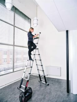 Telesteps 72430-681 Ladder | Opvouwbaar | Stabilisatiebalk | 3,0 Meter [Combi Line Ladder] -METABO Winkel Telesteps 72430 681 Combi Line ladder ext 2